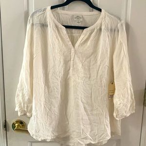 St. John’s Bay blouse off white/cream size PL BRAND NEW WITH TAGS